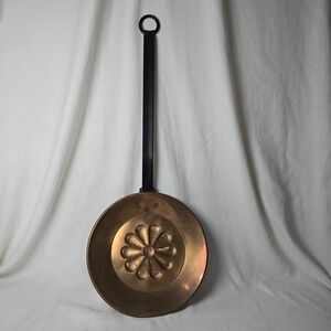 Vintage Hammered Copper Pan with Forged Wrought Iron Handle Antique Ladle Dipper